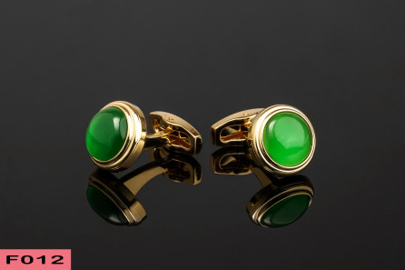Gold Stainless Steel Green Pearl Cufflinks